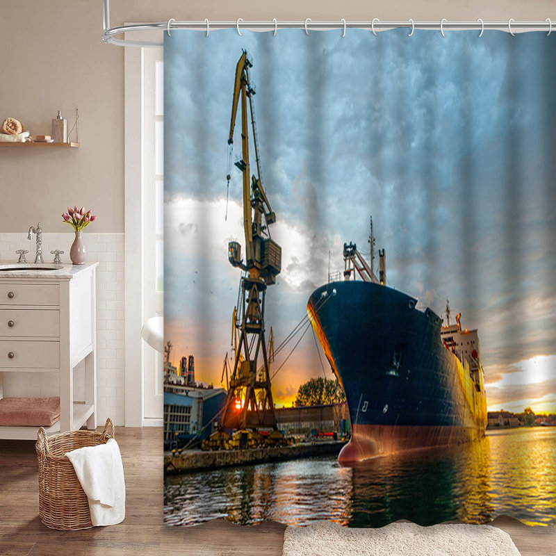 Rideau de douche avec 12 crochets Ship, L 72 po x l 84 po