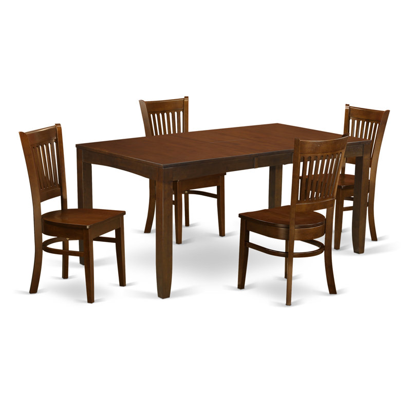 5 Piece Dining Room Furniture Set Includes a Rectangle Wooden Table with Butterfly Leaf and 4 Kitchen Dining Chairs, 36x66 Inch, Espresso