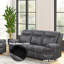 Zubaida Dark Grey Polish Microfiber Power Motion Sofa W/Drop Down Table