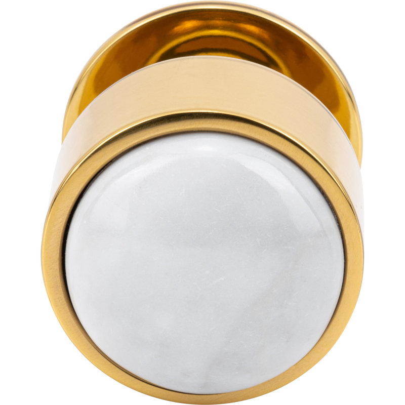Firesky Diameter Knob, Polished Brass, Calacatta Gold, 1 1/8"