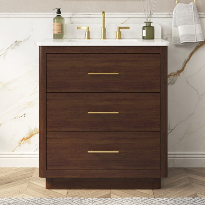 Juska 30" Freestanding Single Sink Bathroom Vanity With Engineered Stone Top
