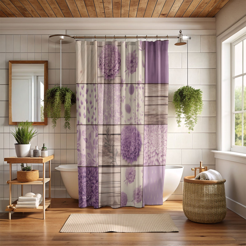 Lavender Fields - Premium Shower Curtain, 74''H x 71''W