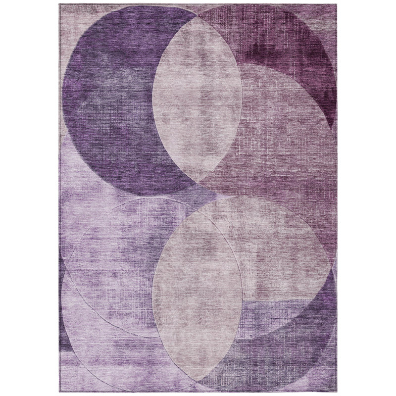 Tapis extérieur lavable à motif géométrique 10 pi x 14 pi mauve et lavande