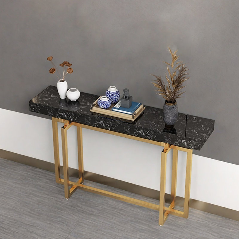 Console Nordic Minimalist, Noir, Doré, H 31,5 po x l 39,4 po x P 11,8 po
