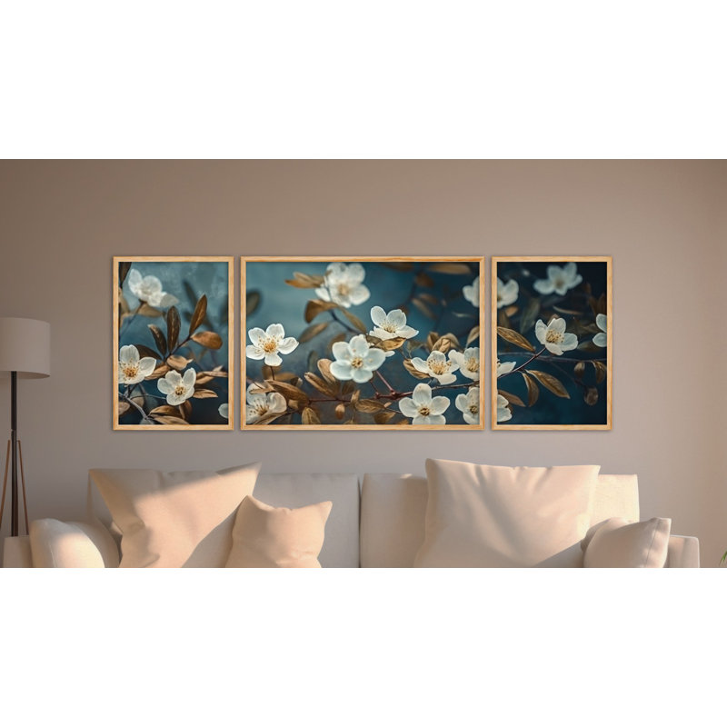Elegant Decorative Framed MDF Painting Set (3 Pieces), 19.7 x 13.8 inches (2 Pieces) & 19.7 x 27.6 inches (1 Piece) | 100% MDF & Solid Wood Frame (Thickness: 0.8 inches) | Perfect for Living Room & Office Décor