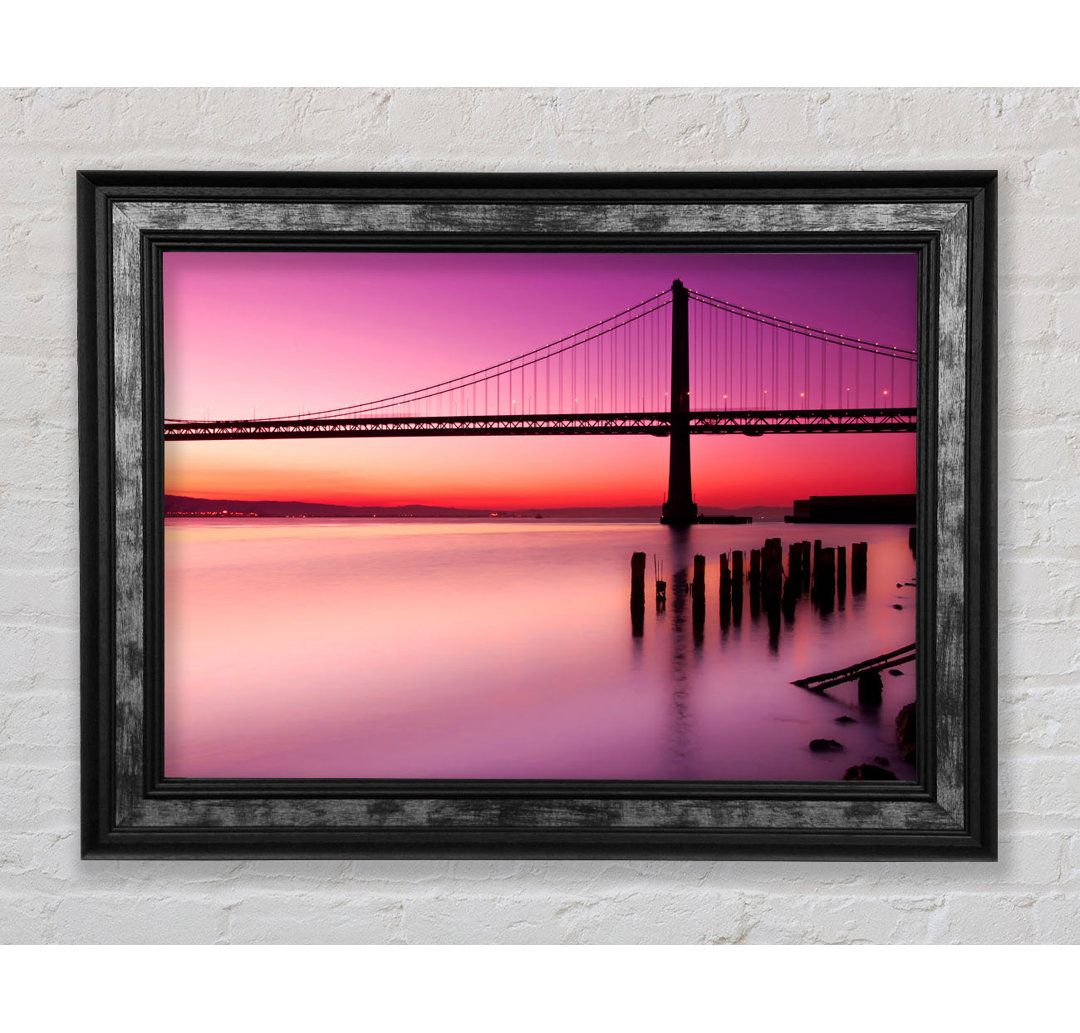 Gerahmtes Leinwandbild Golden Gate Bridge Pink Serene