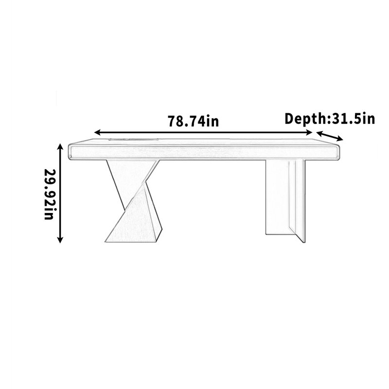 Acrylic desk legs with smart power strip, 29.92" H x 78.74" W x 31.5" D, Tan