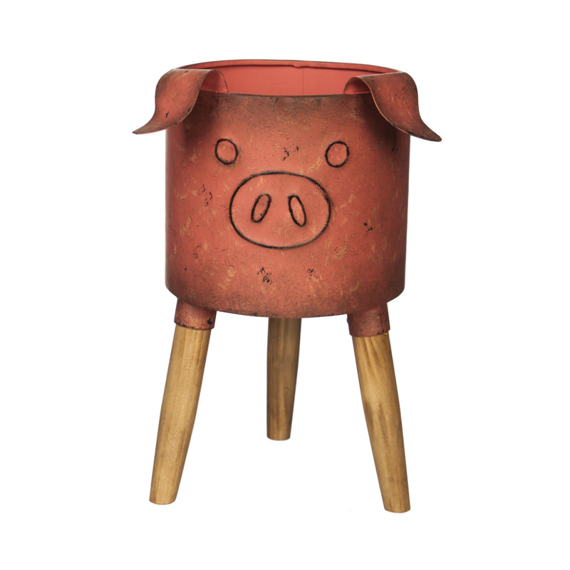 Pot de fleurs statue en fer pig