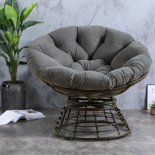 Modern Accent Chair With 360° Swivel, Steel And Rattan, Perfect For Any Room