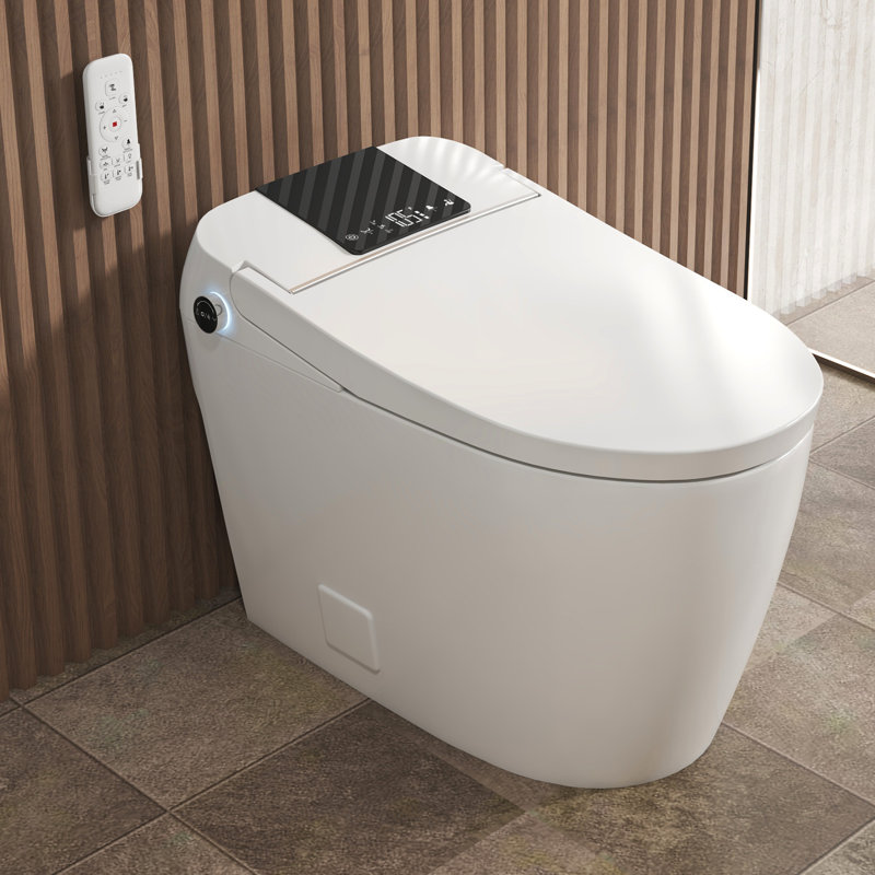  Toilette à bidet intégrée Breezebath à réservoir intégré 1,06 GPF avec ouverture / fermeture automatique et chasse automatique, siège chauffant, affichage numérique, veilleuse, désodorisant, glacis antibactérien, certification WaterSense, certification cUPC et cETL