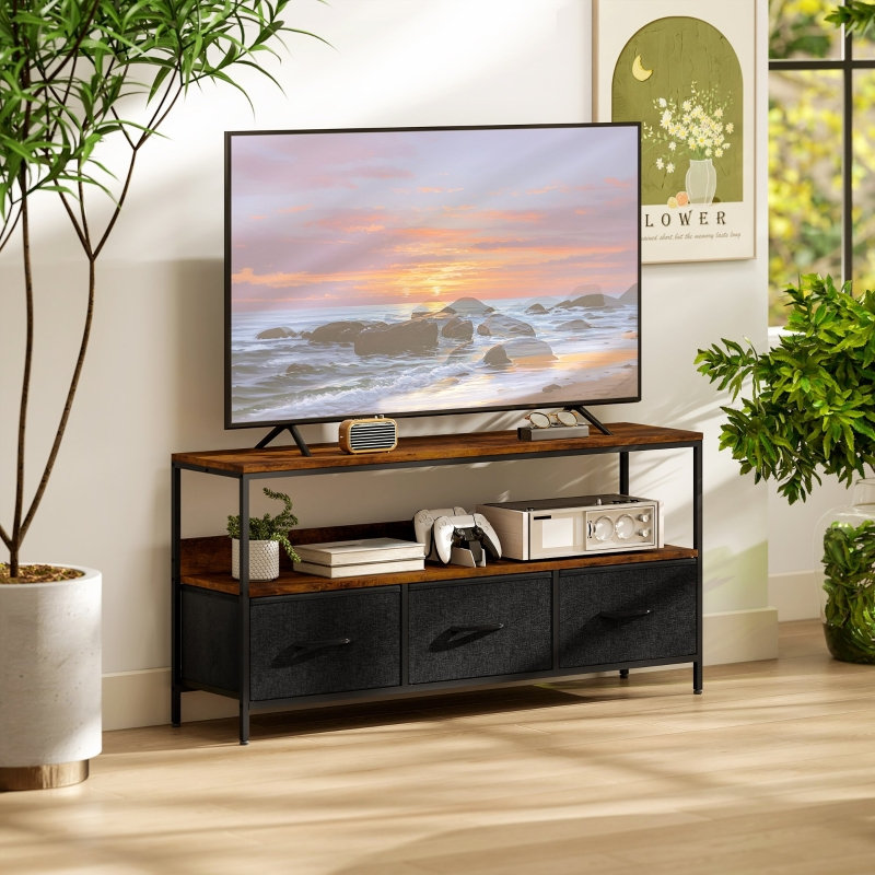 TV Stand, 56cm H x 120cm W x 29cm D, Brown