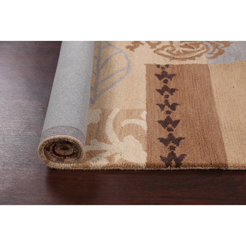 Tapis rouge / beige en laine touffeté à la main Rachapudi