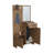 Parker 75" Tall Mirrored Tree Hall with Hangers, Three Shelves, Two Cabinets, One Drawer, Entry way, Console Table, Living Room Light Oak