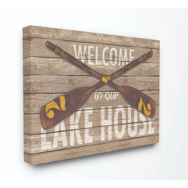 «Welcome Lake House Country Home Word Design», impression sur toile, Toile, H 24 po x l 30 po x P 1,5 po