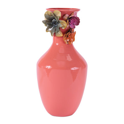 Vase floral en métal embossé H 12,25 po