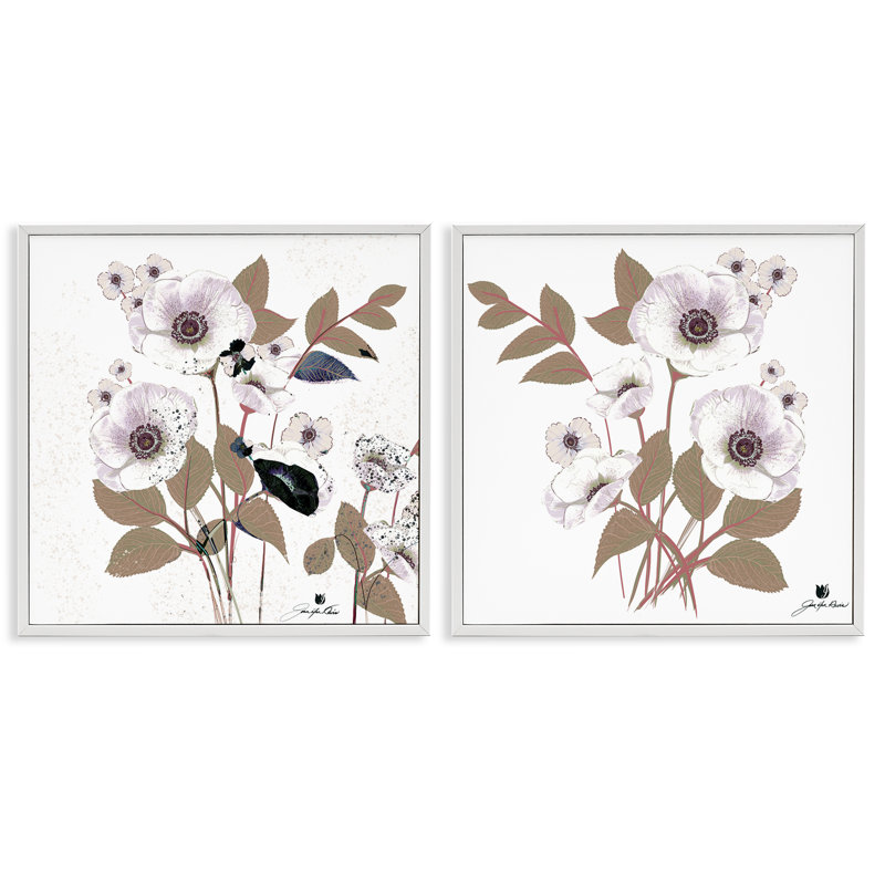 «Close Prayers White Flowers», ensemble de 2 giclées encadrées par Joan Davis, H 12 po x l 24 po