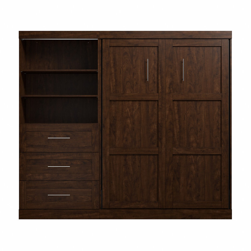 Lit escamotable avec rangement Arlex, Chocolat, Double