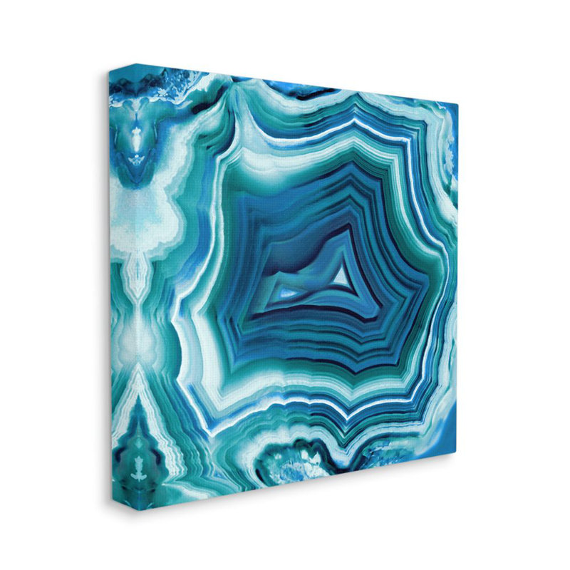 " Agate Crystal Pattern Blue Abstract " by Danielle Carson, 24" H x 24" W x 1.5" D, Wrapped Canvas
