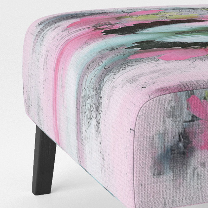 Abstract Colorful Upholstered Slipper Chair - Modern Velvet Accent Chair, Pink/Green