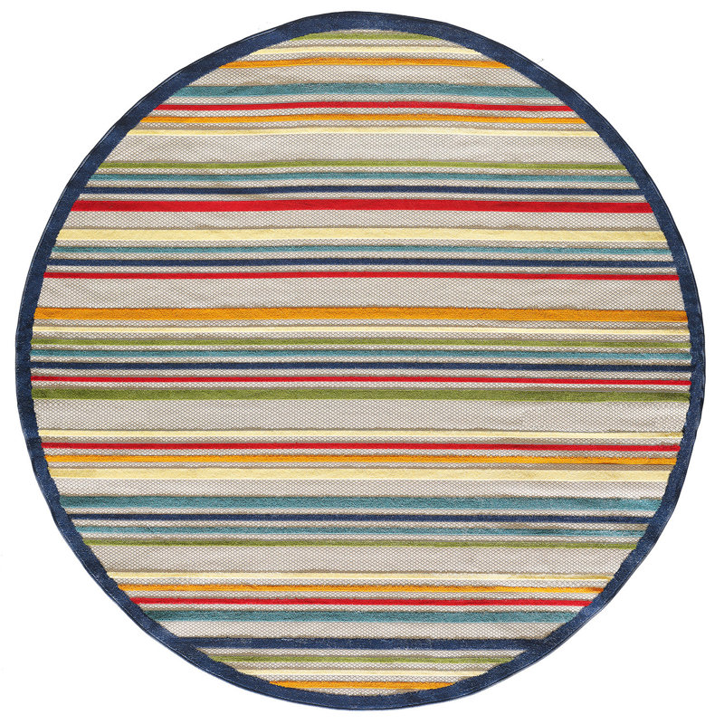Bennay Striped Indoor / Outdoor Rug, Rectangle 2' x 4'