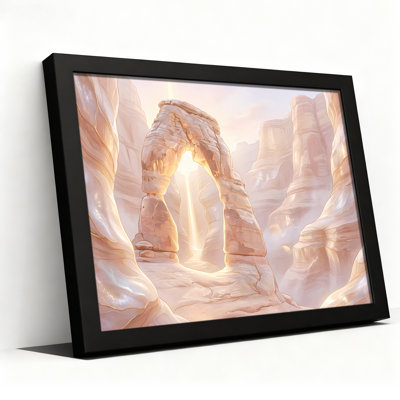 Arche de pierre illustrée dans un paysage de canyon rose tendre, tableau sur toile