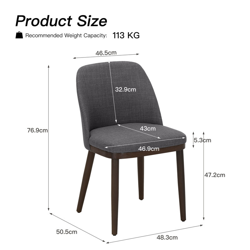 Dayren 47.2cm H Fabric Upholstered Side Chair, Light Grey