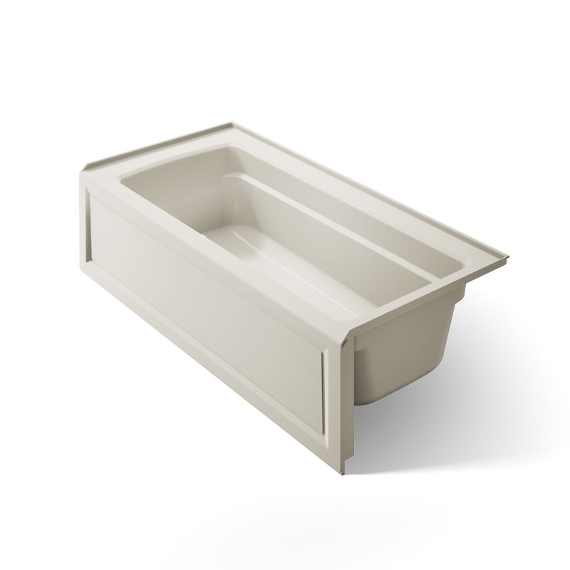 Baignoire en alcôve Archer® de 66 po x 32 po avec surface chauffante Bask®, tablier intégré, bride intégrée et bonde à droite