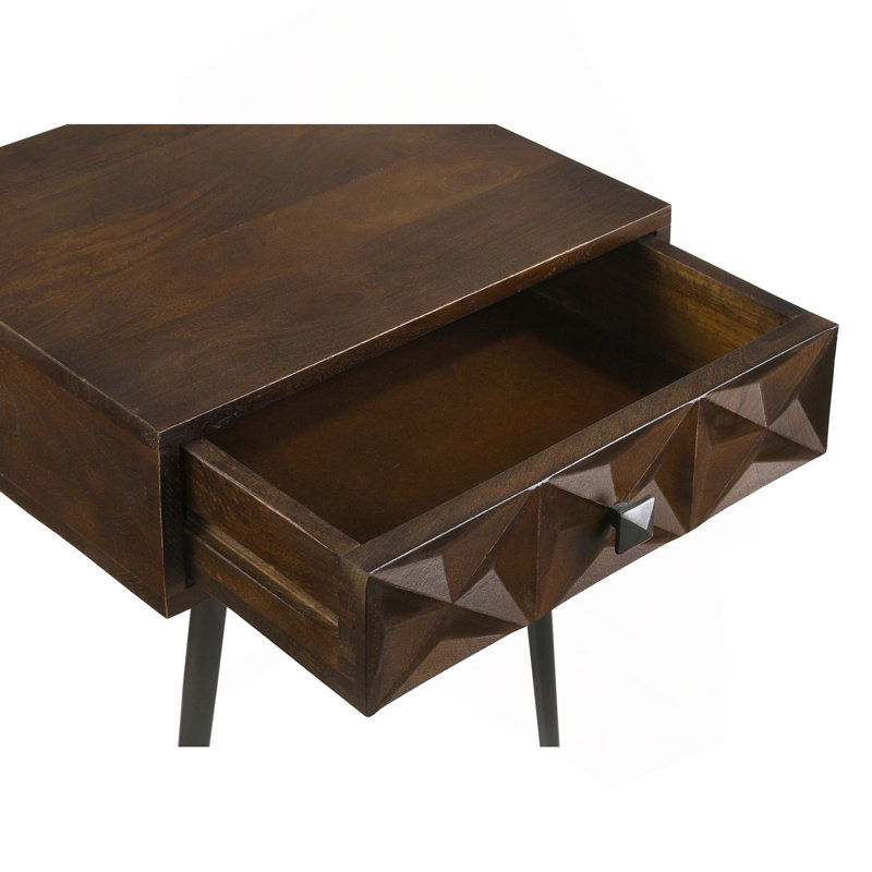 Gibson Coffee Brown 1-drawer Rectangular Side Table