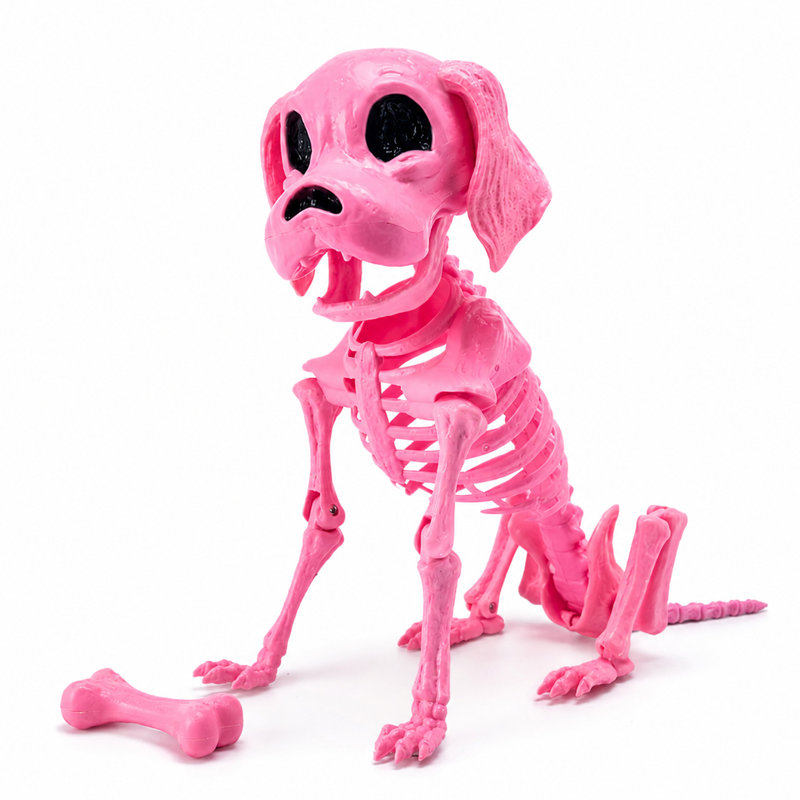 Posable squelette de chien rose pour décoration d'Halloween