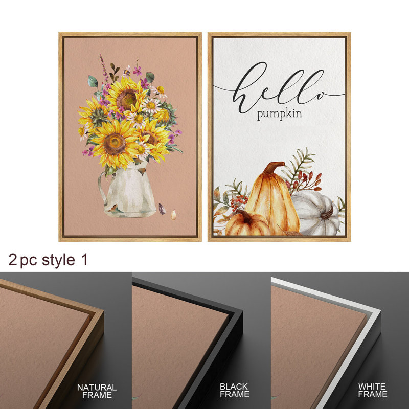Automne, automne, citrouille, tournesol, décoration de campagne rustique, impression numérique sur toile, impression numérique sur toile encadrée