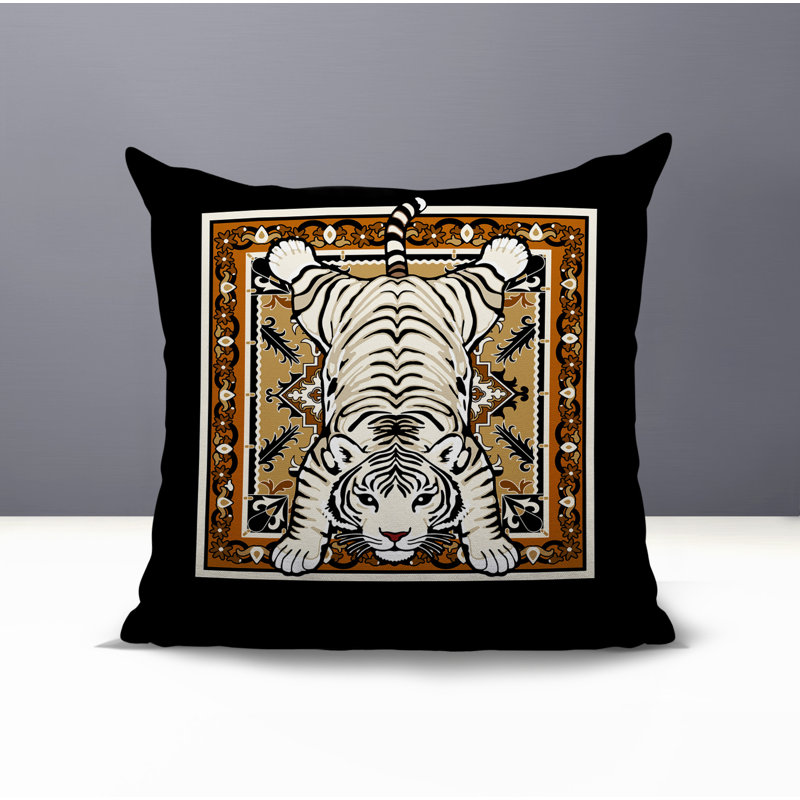 Oreiller carré réversible intérieur / extérieur Gibo Tiger, Carré 15 po, Orange