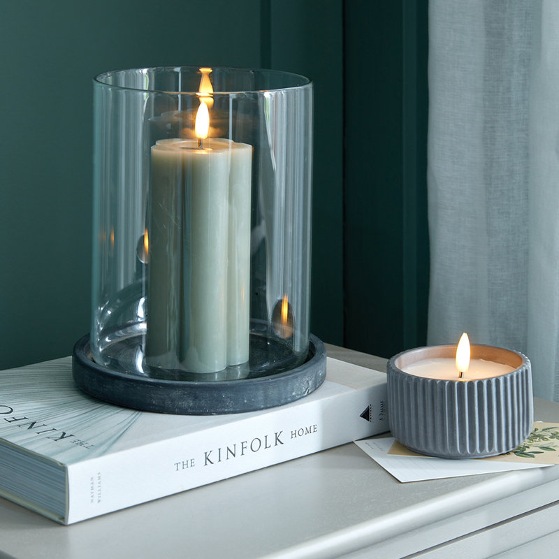 Andrian Ceramic Candle Accessories, Grey, 21cm H x 18cm W x 18cm D