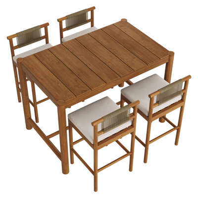 Ensemble de bar d'extérieur en bois de teck 5 pièces Akeya
