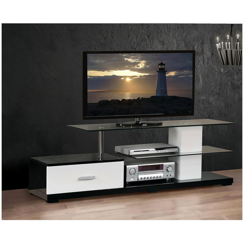 Ivana White & Black Finish TV Stand
