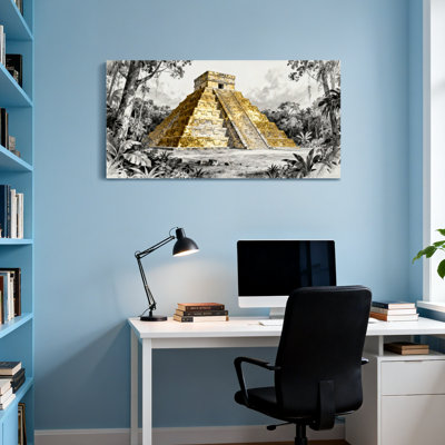 «Scenic & Cityscapes Golden Pyramid Jungle», reproduction d'art monochrome