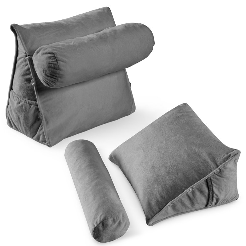 Housse et insert de traversin en velours, gris