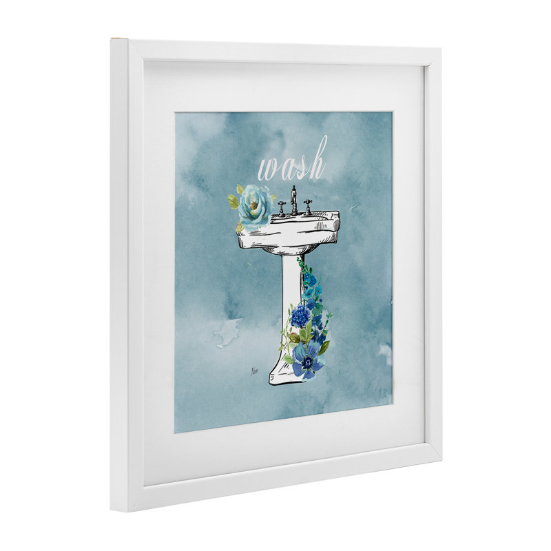 «Floral Bathroom Rules», impression encadrée sous verre, design par Nan, H 16 po x l 16 po