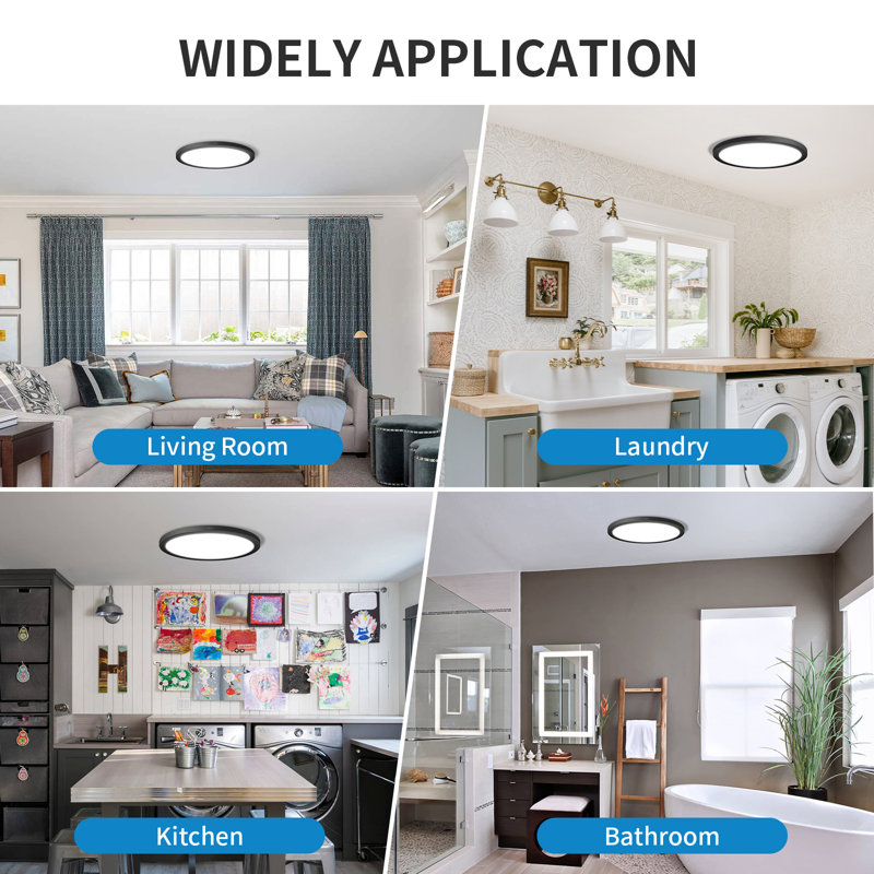 2pk 9 Inch Round Black Ceiling Light,20W 120V 5CCT Dimmable Slim LED Ceiling Light, Close to Ceiling Light Fixtures for Bedroom, Kitchen, Hallway, Laundry(2PK)
