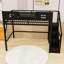 Lit mezzanine en métal avec lumière DEL, garde-robe, tablettes et ports USB-1288177460