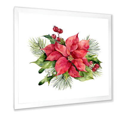 " Holly Mistletoe Berries And Christmas Fir Branch I " Painting Print