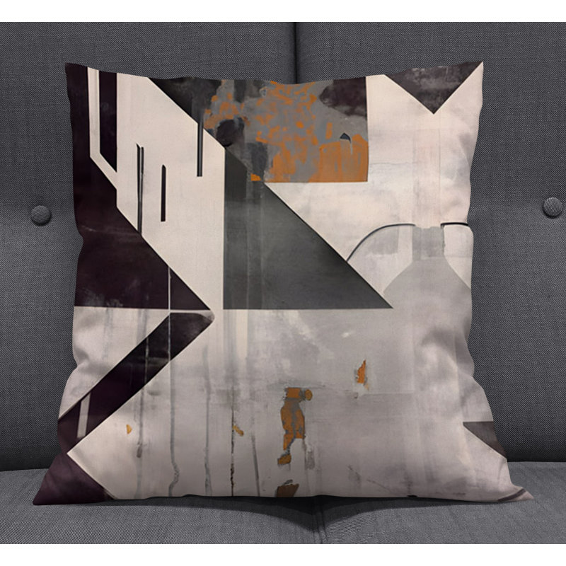 Throw Pillow With Insert, Black/Gray Art Deco 2, 18"H x 18"W