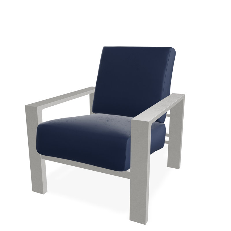 Larssen Outdoor Lounge Chair, Snow, Canvas Navy Sunbrella® Canvas
