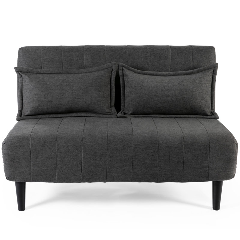 Nari 125.5Cm Linen Armless Sofa Bed, Charcoal