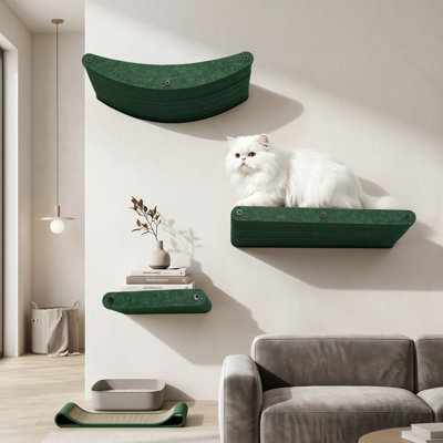 Étagères murales pour arbre à chat, meubles d'escalade pour chats d'intérieur, marches robustes en feutre PET pour jouer, se reposer et se gratter, système mural pour chat pour petits et grands chats