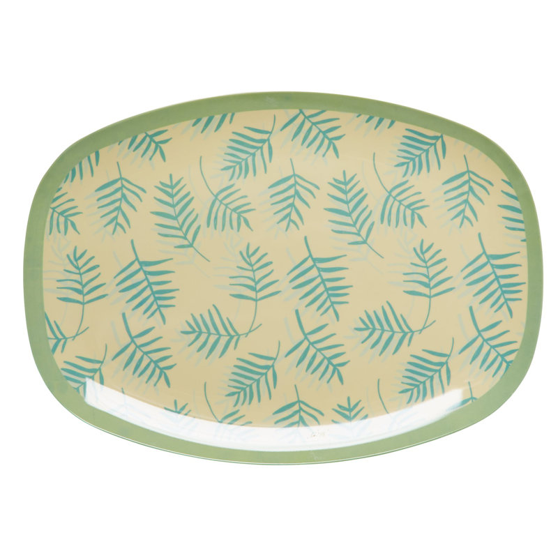 12" Melamine Rectangular Palm Leaves Plate