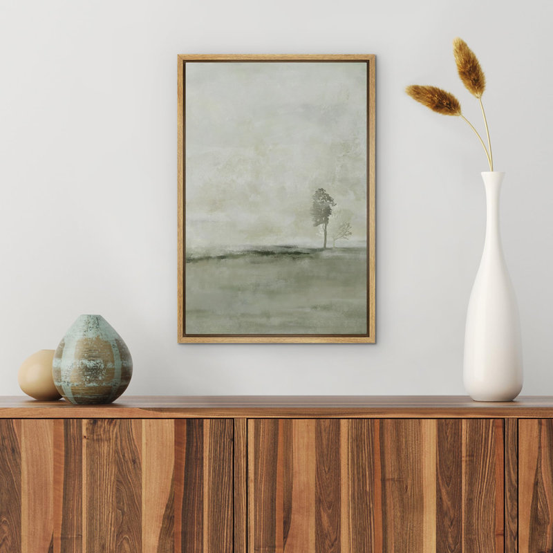 Voile de tranquillité «The Lone Tree» au milieu d'un brouillard murmure, art moderne, décoration botanique, H 36 po x l 24 po