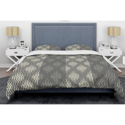 Ensemble de housse de couette moderne à motif géométrique abstrait rétro V - Microfibre