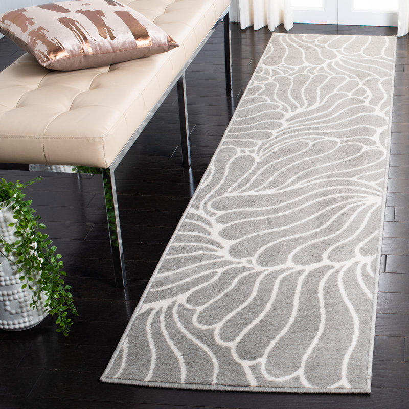 Tapis abstrait gris / ivoire Amaya, Tapis de couloir 2 pi 2 po x 9 pi