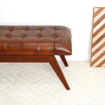 Cacy Genuine Leather Bench by Wade Logan