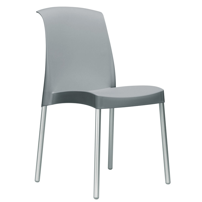 Neville Stacking Patio Dining Side Chair, Light Grey